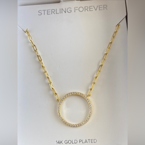 Sterling Forever 14K Yellow Gold Plated Open Circle Cubic Zirconia Necklace - Picture 2 of 9